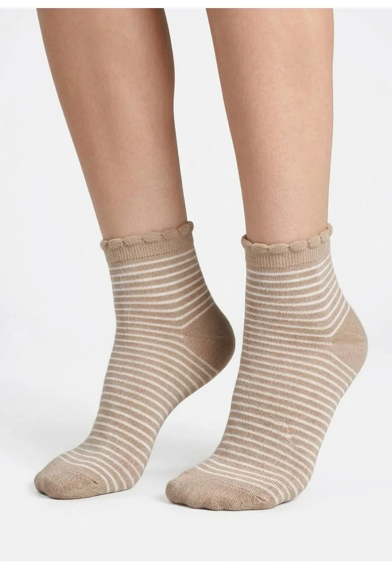 Sosete din bumbac,  Scp Stripes, crem-bej, marimea 36/40, cu picot