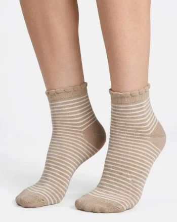 Sosete din bumbac,  Scp Stripes, crem-bej, marimea 36/40, cu picot