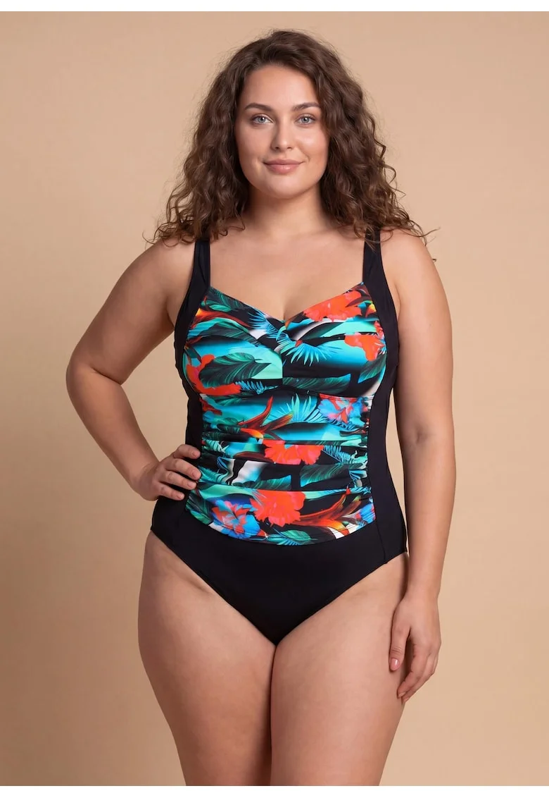Costum de baie intreg  Paros, cupele sustin bine bustul, Negru/Multicolor