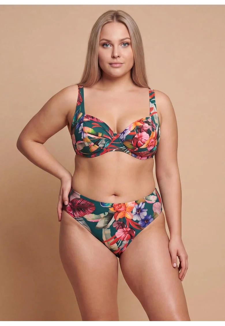 Sutien de baie  Fiji, cu burete si armatura pentru bust mare, Multicolor