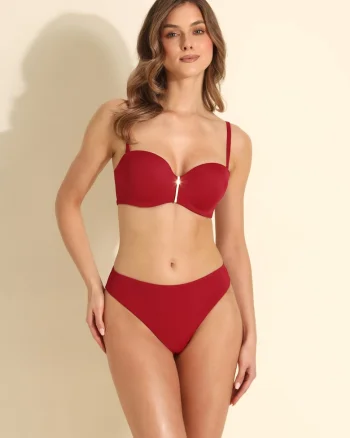 Sutien balconette de baie  Isla, cu cupe intarite, Rosu
