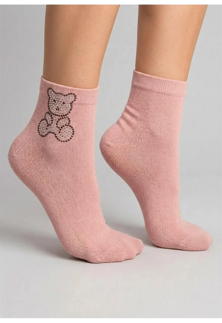 Skarpetki Damskie Bawełniane Z Dżetowym Misiem - Footies F82 36/40,, Roz