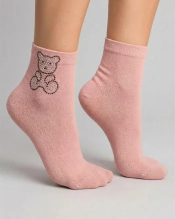 Skarpetki Damskie Bawełniane Z Dżetowym Misiem - Footies F82 36/40,, Roz
