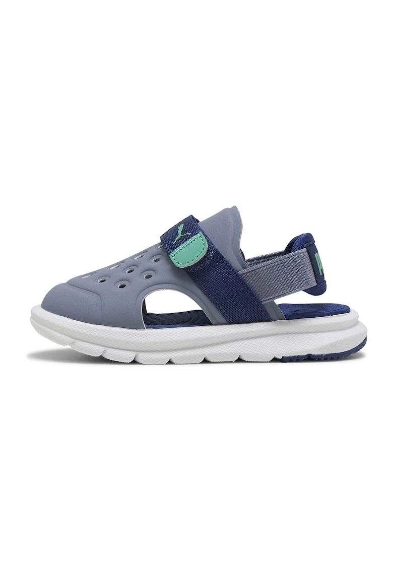 Sandale slingback cu inchidere velcro Evolve, Albastru inchis/Verde pal/Alb murdar