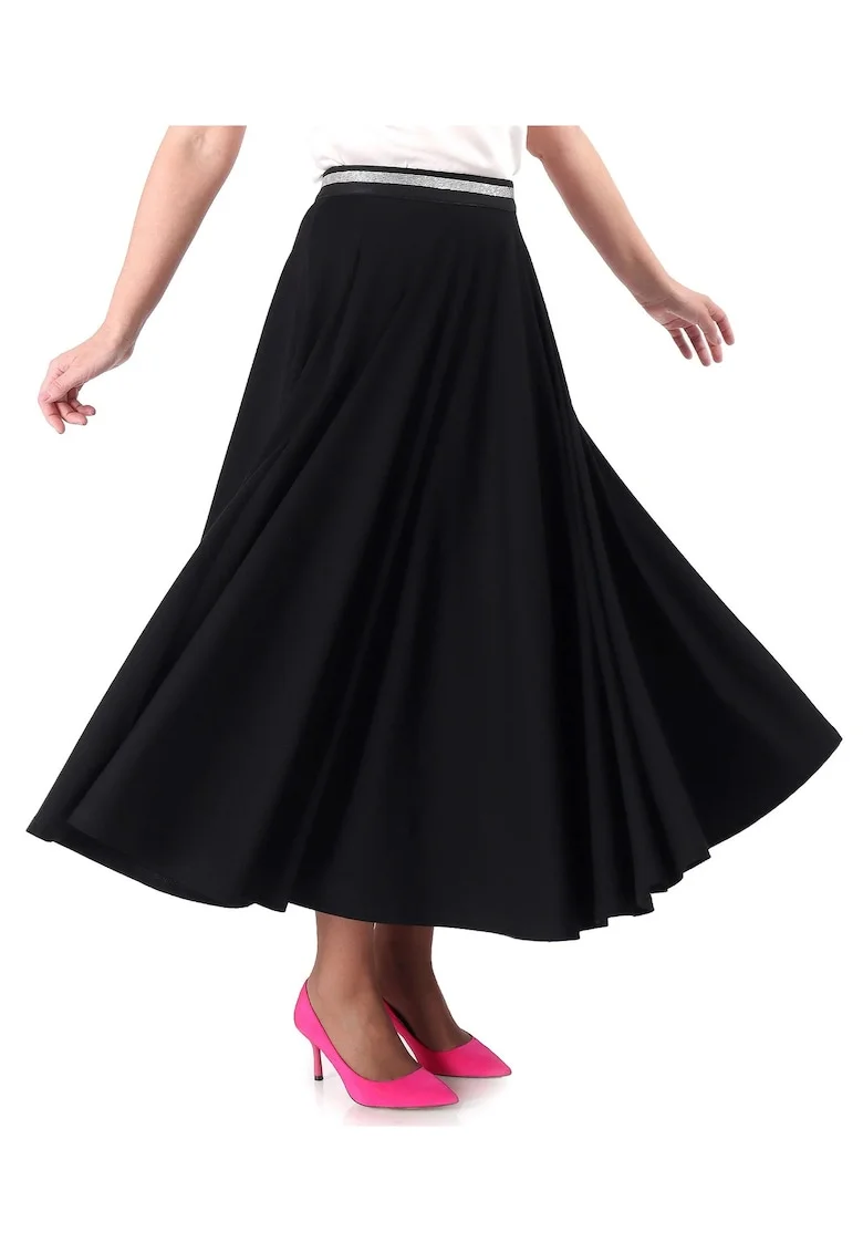 Fusta lunga clos din jerse elastic de viscoza FBX-Y3, Negru