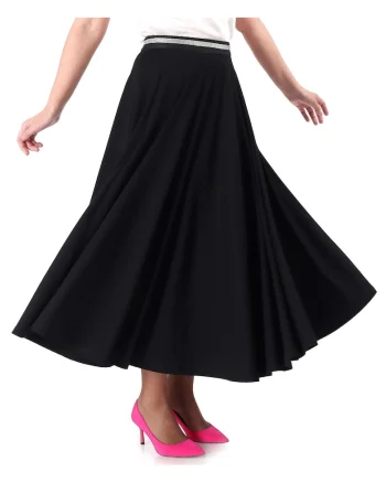 Fusta lunga clos din jerse elastic de viscoza FBX-Y3, Negru