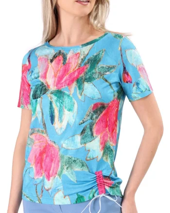 Bluza din jerse elastic cu snur in partea de jos TCC-6V, Albastru