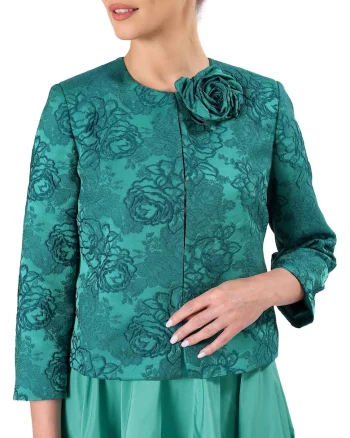 Sacou elegant din brocart cu motive florale SUB-CB, Verde