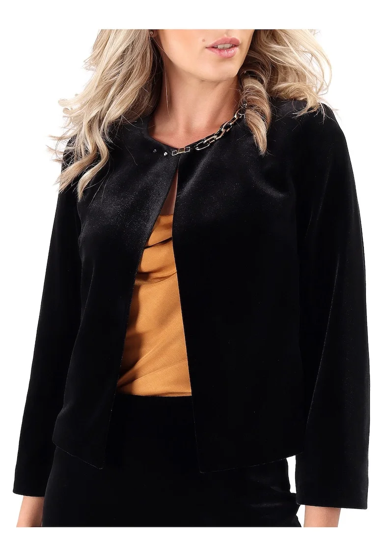 Bolero elegant din catifea elastica neagra S4B-WZ, Negru