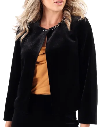 Bolero elegant din catifea elastica neagra S4B-WZ, Negru