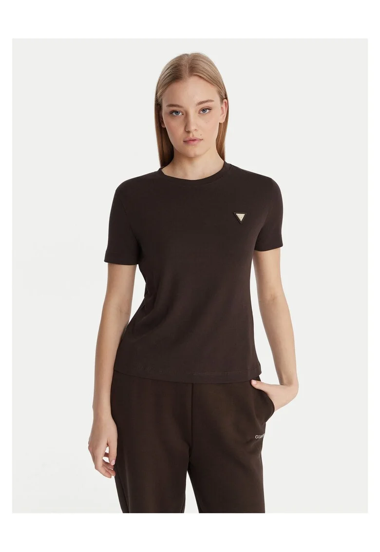 Tricou dama,  bumbac/modal/elastan, maro