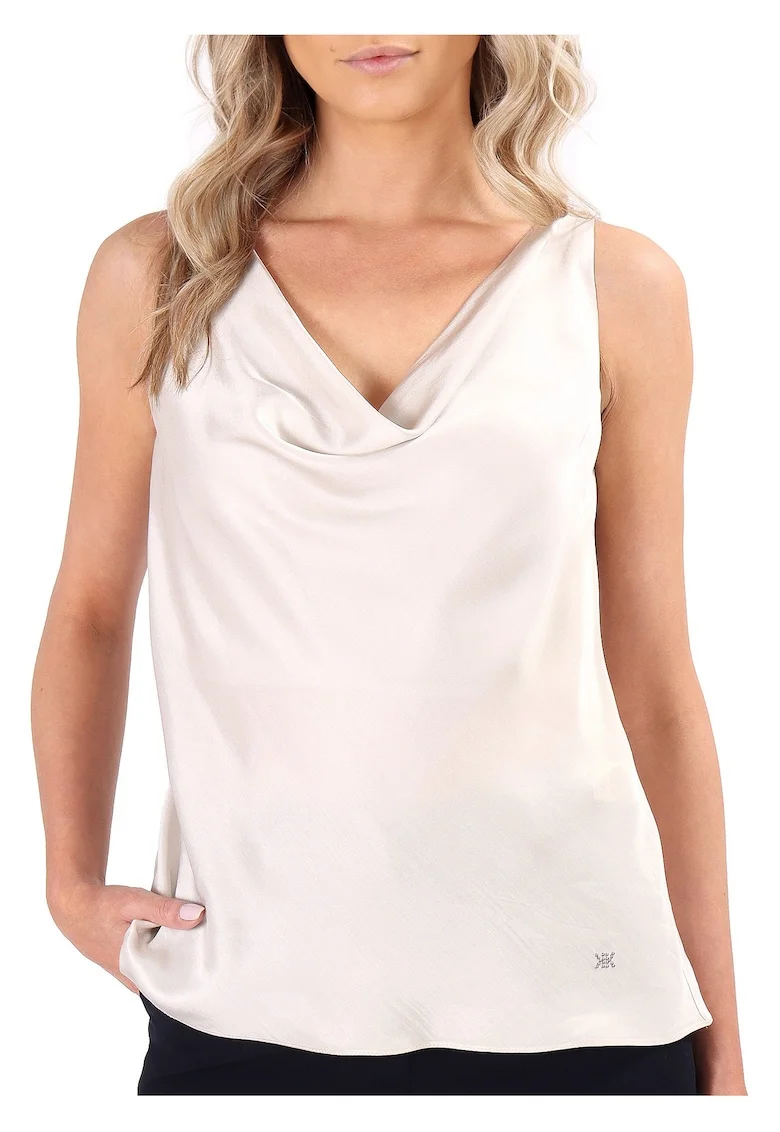 Bluza eleganta pe bie din saten de viscoza BB5-EL, Bej deschis