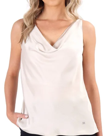 Bluza eleganta pe bie din saten de viscoza BB5-EL, Bej deschis