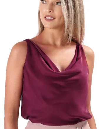 Bluza eleganta pe bie din saten de viscoza BB5-EL, Rosu cireasa