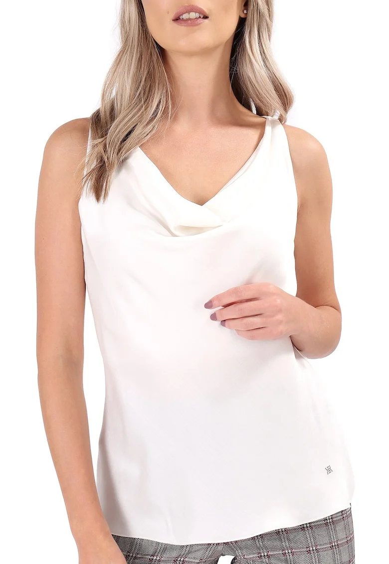 Bluza eleganta pe bie din saten de viscoza BB5-EL, Alb