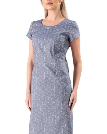 Rochie office din bumbac elastic tip denim RYL-VE, Albastru
