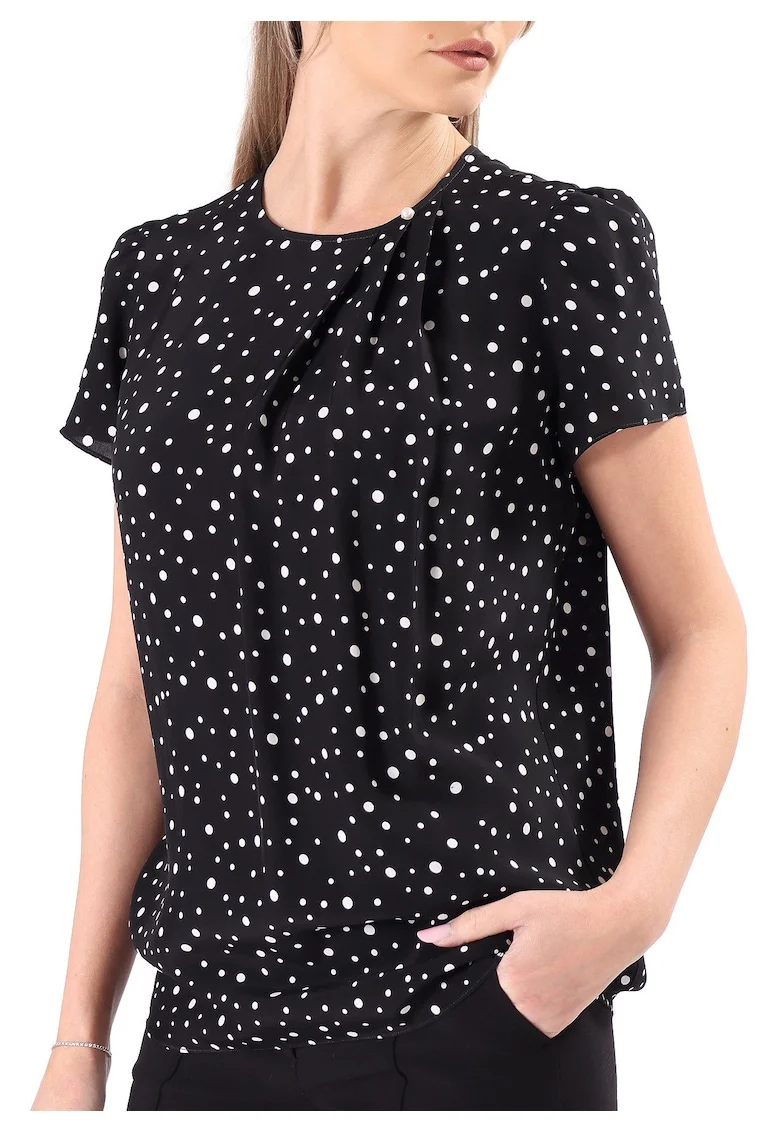 Bluza eleganta din viscoza imprimata cu picouri BYX-M3, Negru