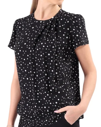 Bluza eleganta din viscoza imprimata cu picouri BYX-M3, Negru