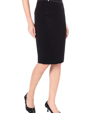 Fusta office cu cusatura decorativa in contrast FBB-IO, Negru