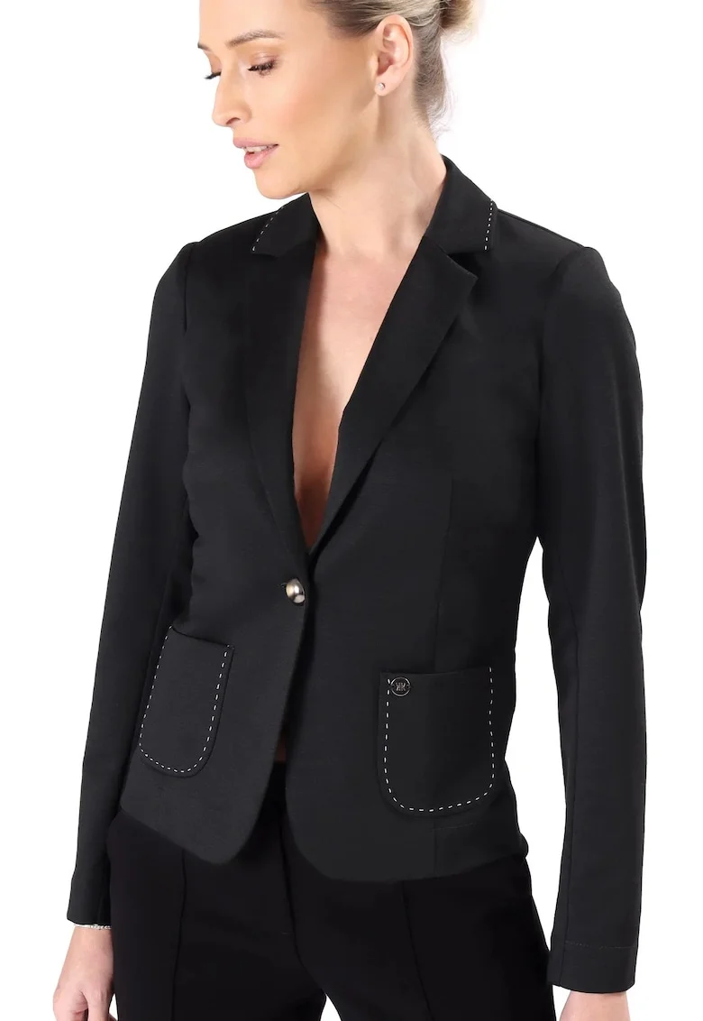 Sacou elegant din jerse elastic cu lana virgina SP2-PR, Negru