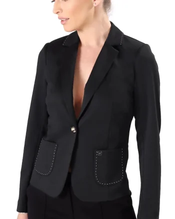 Sacou elegant din jerse elastic cu lana virgina SP2-PR, Negru