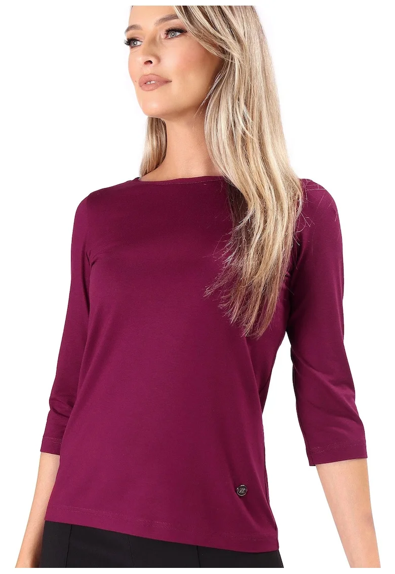Bluza din jerse elastic cu maneci 3/4 TUC-BF, Rosu cireasa