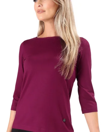 Bluza din jerse elastic cu maneci 3/4 TUC-BF, Rosu cireasa