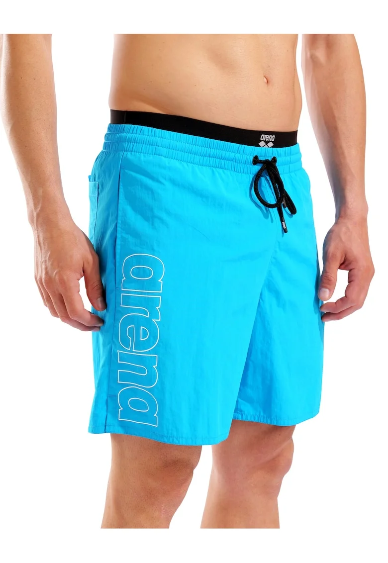 Pantaloni scurti de baie cu imprimeu logo Beach Boxer, Albastru