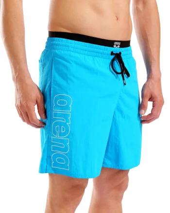 Pantaloni scurti de baie cu imprimeu logo Beach Boxer, Albastru