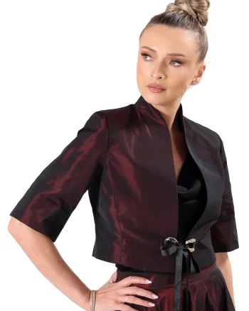 Bolero elegant din tafta SG4-T6, Rosu cireasa