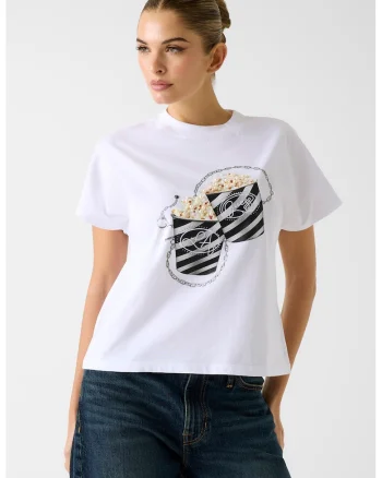 Tricou cu imprimeu grafic, Alb/Negru