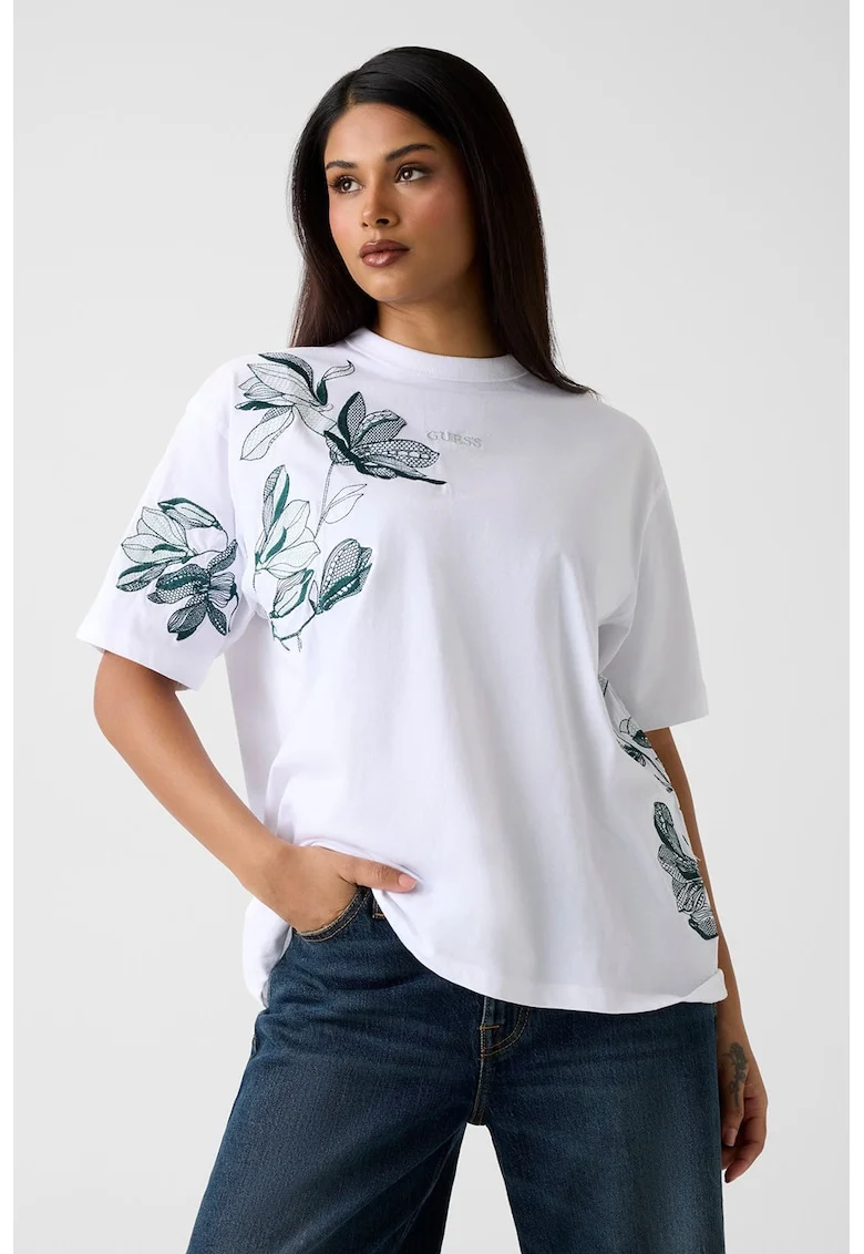 Tricou supradimensionat, Alb/Verde