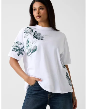 Tricou supradimensionat, Alb/Verde