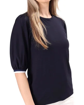 Bluza eleganta din jerse elastic cu maneci 3/4 TAK-5Q, Bleumarin