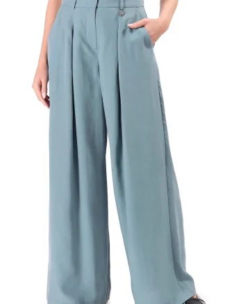 Pantaloni largi din viscoza PZJ-AF, Albastru pastel
