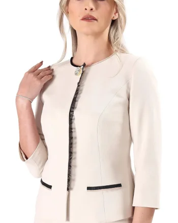 Sacou elegant cu cristal decorativ la decolteu SE4-IO, Bej