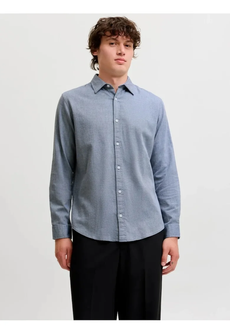 Camasa barbati, din bumbac, Regular Fit, JJEFIELD, Gri inchis