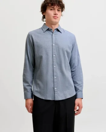 Camasa barbati, din bumbac, Regular Fit, JJEFIELD, Gri inchis