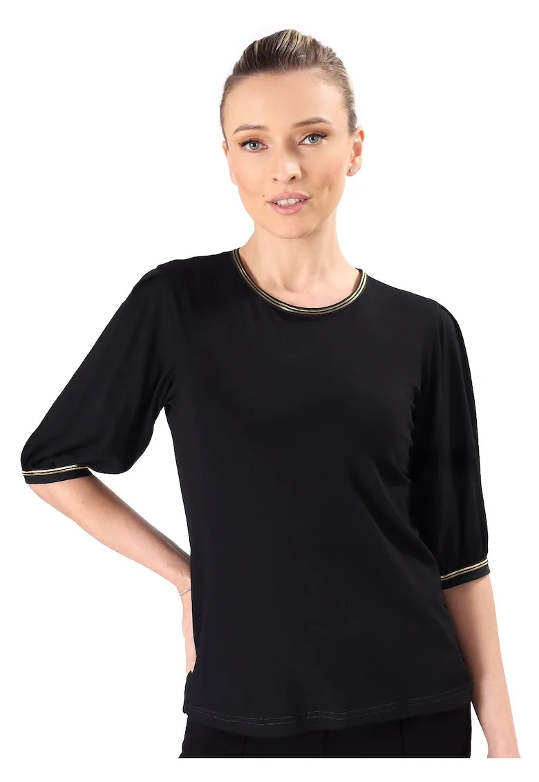 Bluza eleganta din jerse elastic cu maneci 3/4 TAK-5Q, Negru