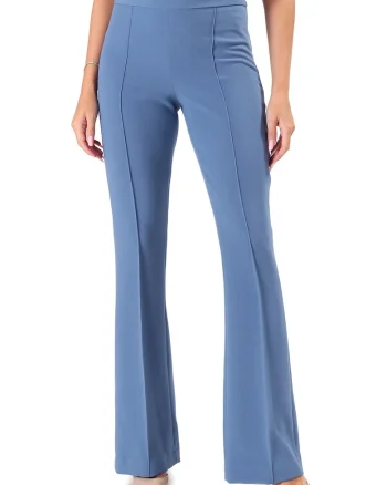 Pantaloni evazati din stofa elastica cu viscoza PBS-JU, Albastru deschis
