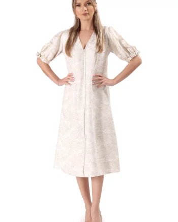 Rochie midi cu decolteu in V, Auriu