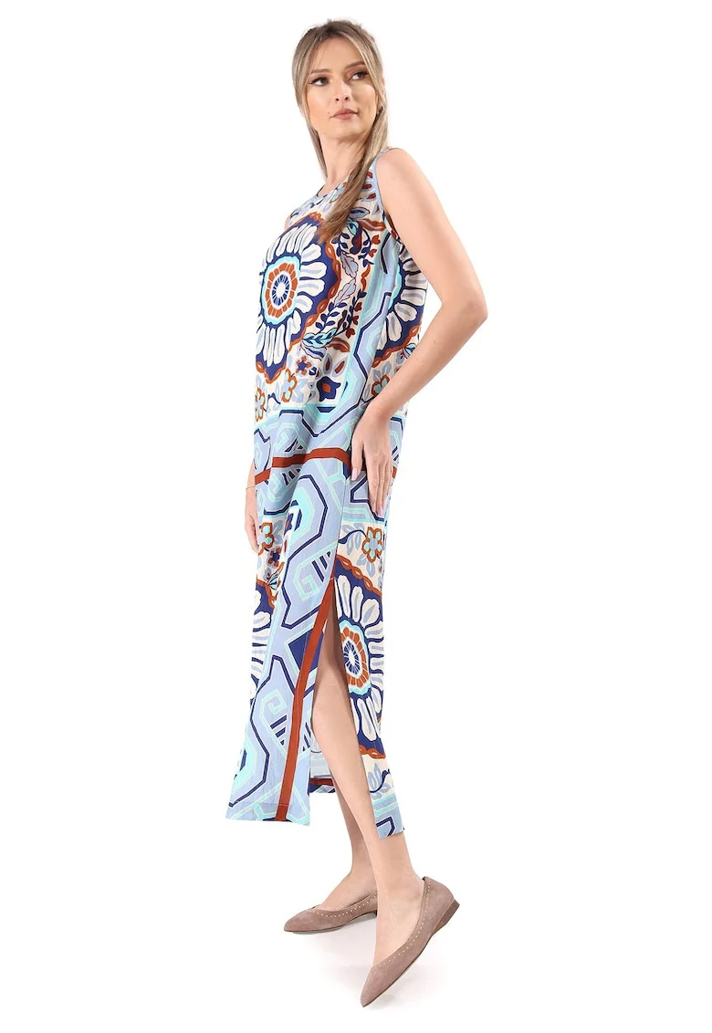 Rochie maxi cu imprimeu, Albastru