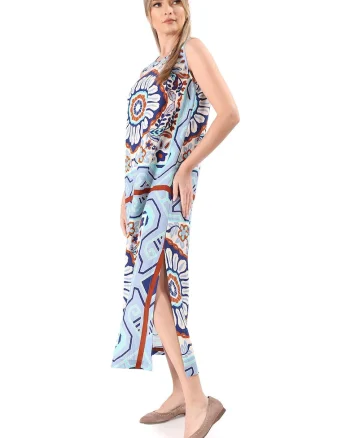Rochie maxi cu imprimeu, Albastru
