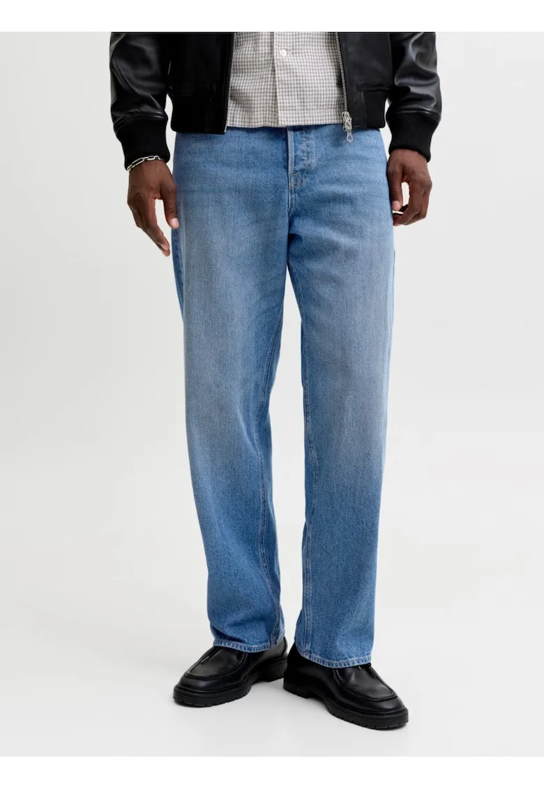 Blugi barbati ALEX, cu talie inalta si croiala Baggy fit, Albastru