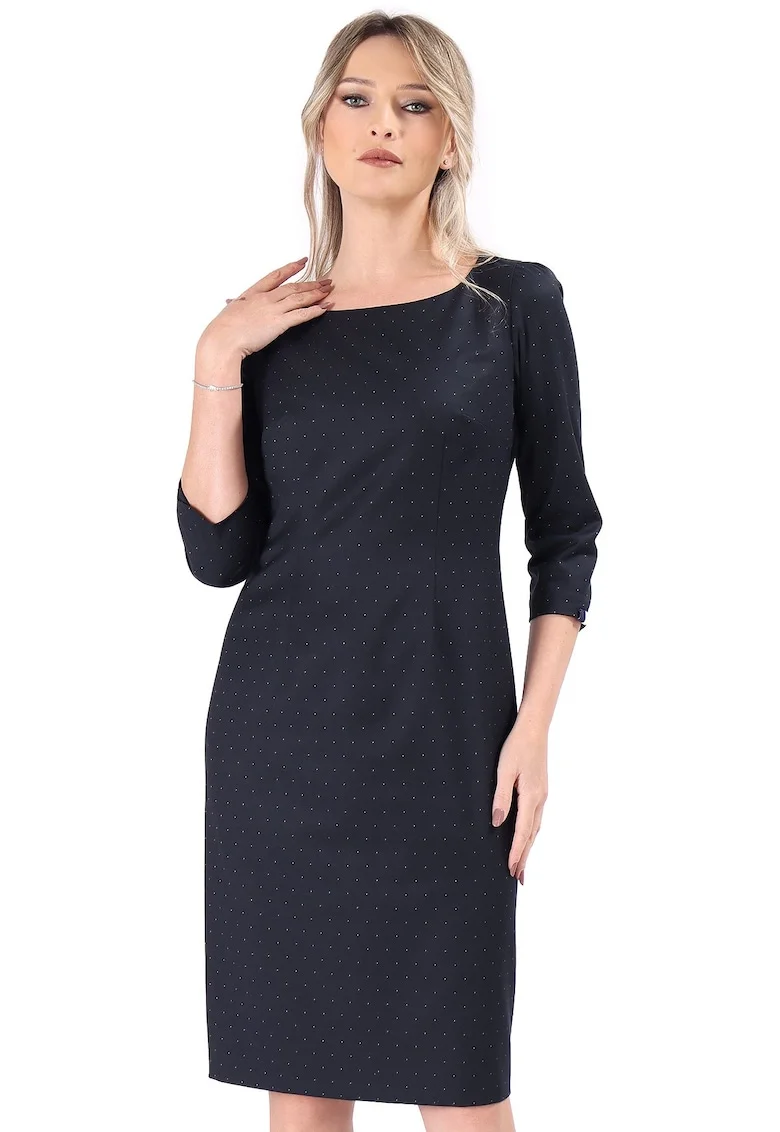 Rochie midi cambrata, Bleumarin