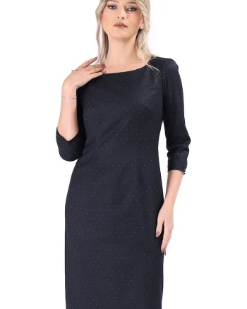 Rochie midi cambrata, Bleumarin