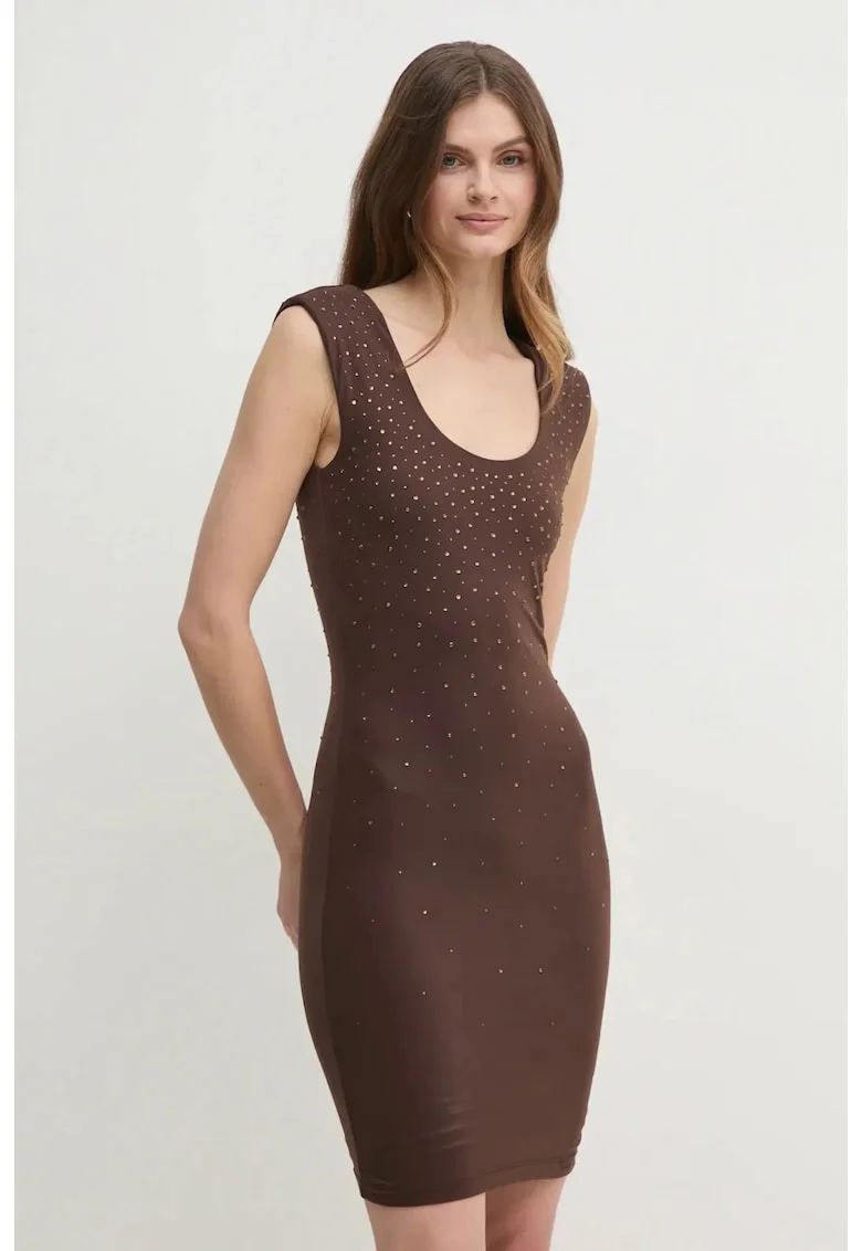 Rochie bodycon cu strasuri aplicate  ROSY W5RK23, Maro