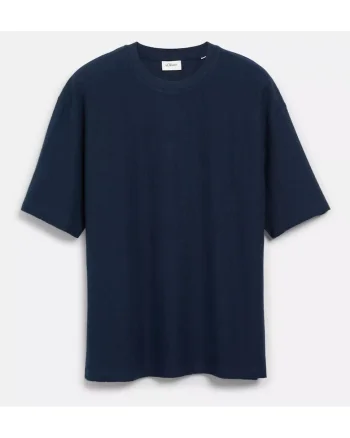 Tricou barbati, la baza gatului, din bumbac, Relaxed Fit, Bleumarin inchis