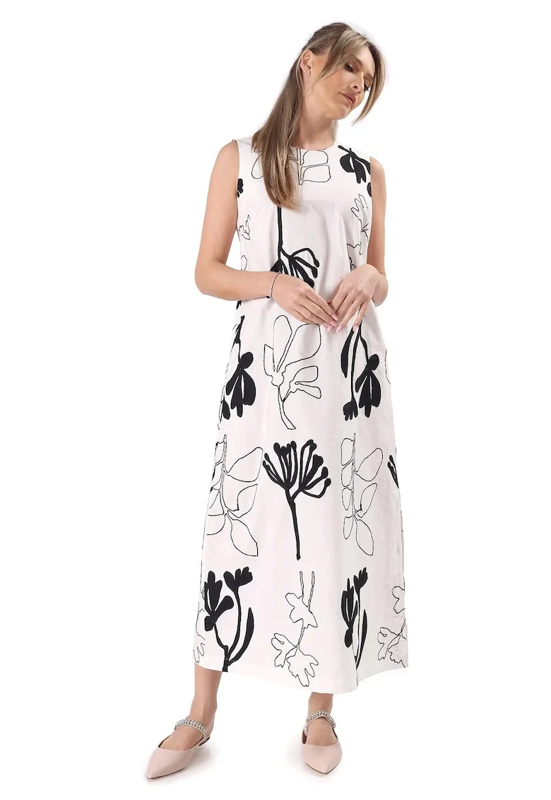 Rochie maxi cu slit lateral, Alb