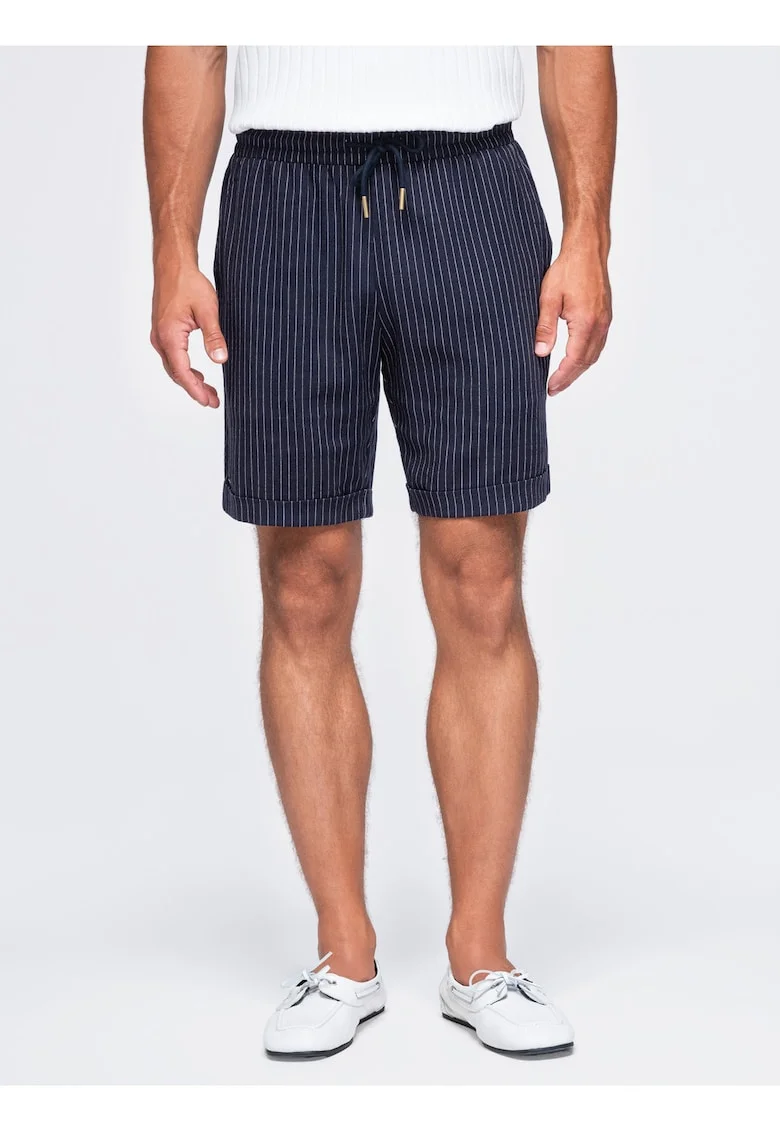 Pantaloni scurti barbatesti cu buzunare si talie reglabila din viscoza si in OM-SRCS-0208, Bleumarin